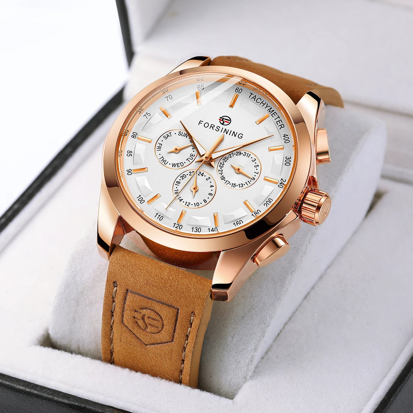 FORSINING Men Watches Automatic Mechanical Watch Luxury Gold Clock Genuine Leather Waterproof Watch Men Military Wristwatch Man