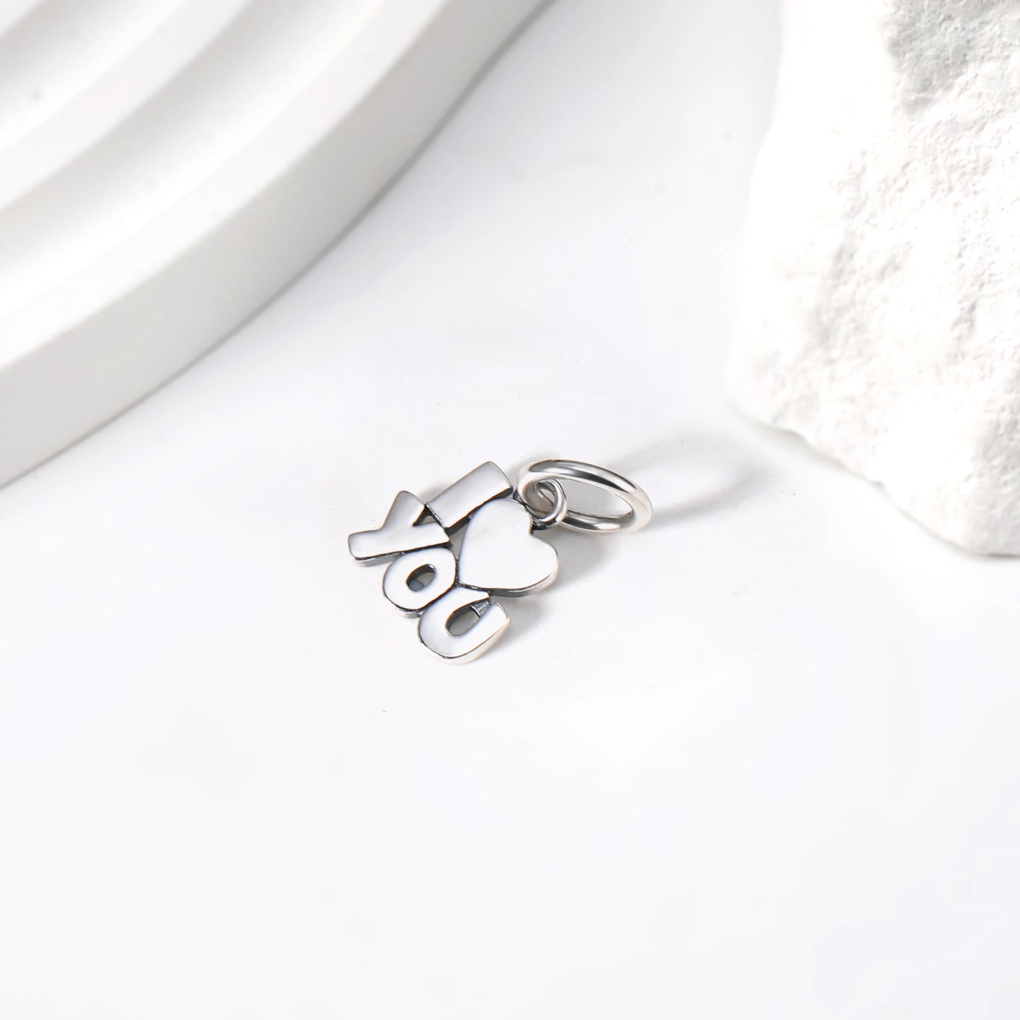 Sterling Silver I Love You Charm Dainty Letter Pendant for Women Bracelet DIY Jewelry