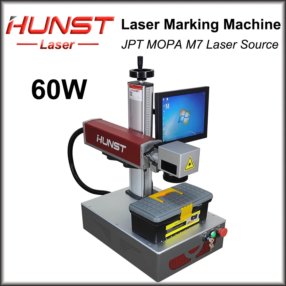 Hunst 30w 50w Fiber Laser Marking Machine Equipped With A PC Computer For Laser Engraving On Metal, Gold And Silver Jewelry