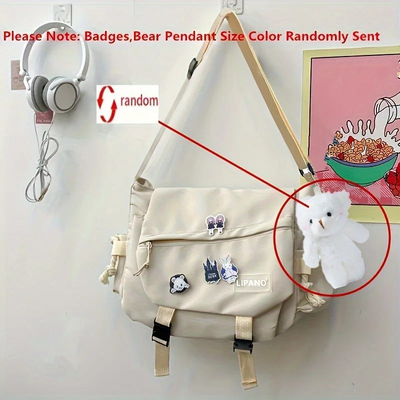 Return To School Nylon Shoulder Bag, Large Capacity Crossbody Bags for Teen Girls Men Harajuku Messenger Bag Student School Bags