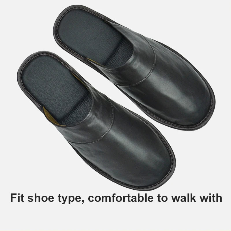 Soft Sheepskin cow Leather Slippers Homes in indoor slipper Spring Autumn men women elderly non-slip casual single shoes summer