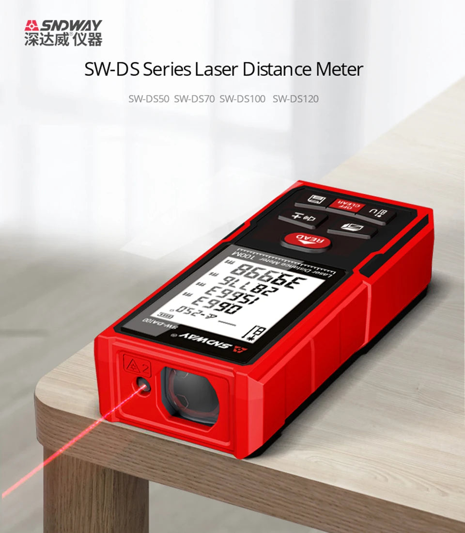 SNDWAY laser distance meter 40M 60M 80M 100M rangefinder trena laser tape range finder build measure device ruler test tool