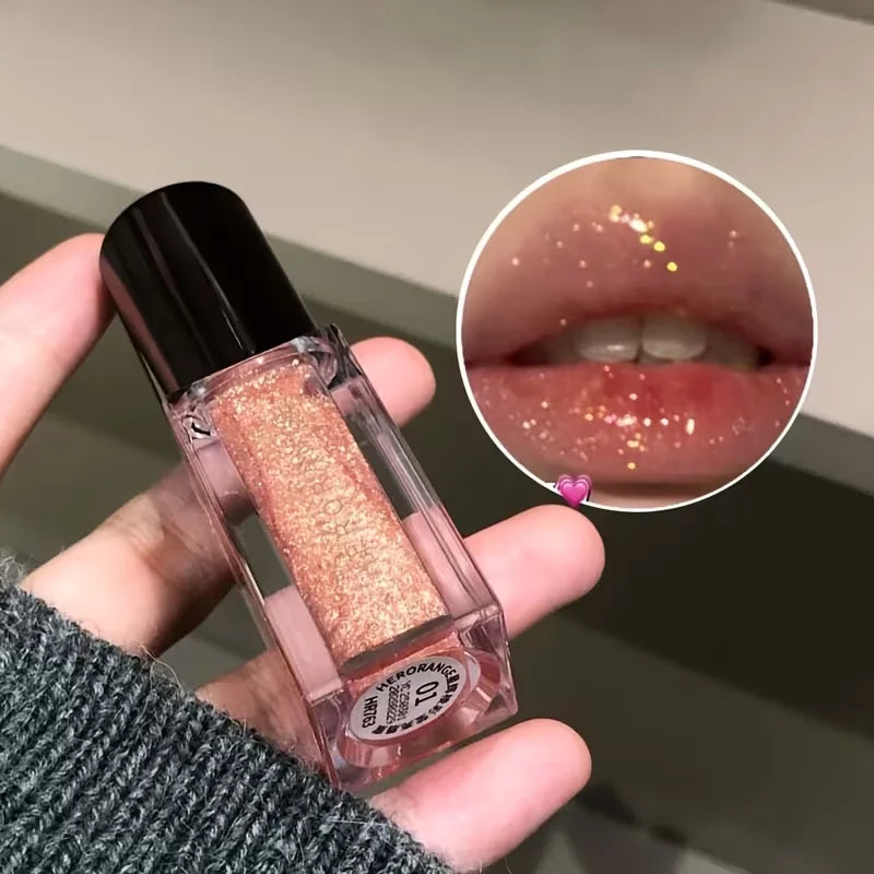 Shiny Glitter Lip Gloss Mirror Water Light Lip Glaze Long Lasting Moisturizing Lipstick Pearl Shimmer Lip Oil For All Skin Types