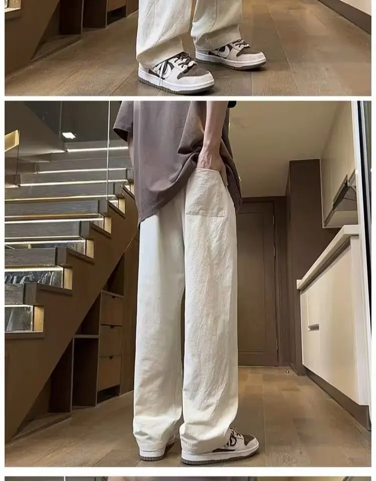 Pants Men's Summer Quick-drying Straight-leg Casual Pants for Teenagers Trendy Loose Thin Sports Wide-leg Trousers Y2k Shorts
