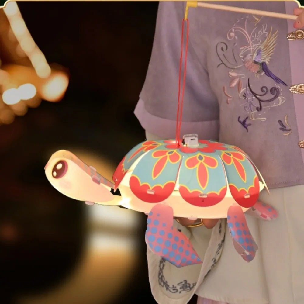Cartoon Middle Autumn Festival Lantern LED Light Cute Festival Lantern Material Kits Luminous DIY Craft Hanging Lamps