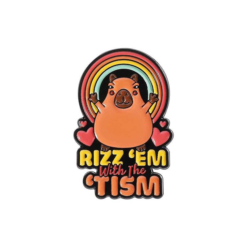 Autism Quote Rizz 'em with The Tism Enamel Pins Creative Frog Brooches Lapel Badge Accessories Animal Jewelry Gift for Friends