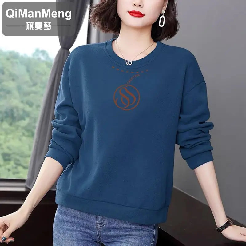 Simplicity Casual Autumn/Winter New Women's O-Neck Printing 3D Fashion All-match Loose Long Sleeve Pullovers Sweatshirts Tops