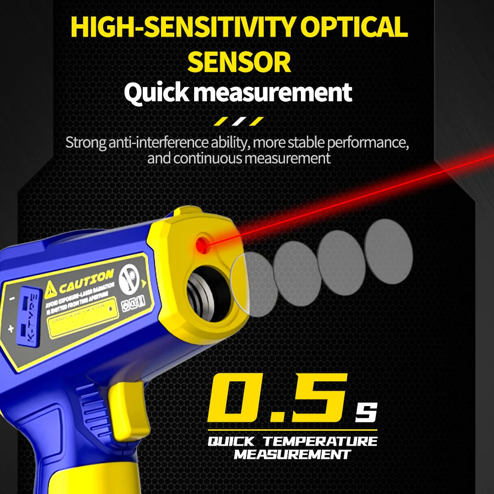 MECHANIC Industrial Thermometer Non-Contact High-Precision -50°C~580°C 13-Point Laser Targeting LCD Digital Temperature Meter