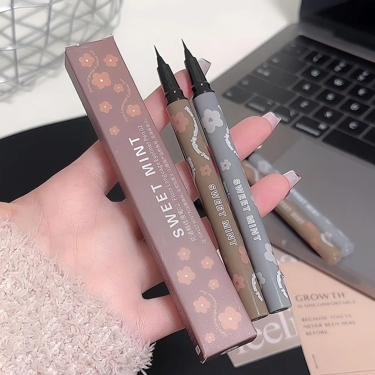 SWEETMINT Eyeliner Pen Quick Dry Liquid Eye Liner Easy To Draw Ultra-fine Lying Silkworm Pencil Black Brown Lower Eyelash Makeup