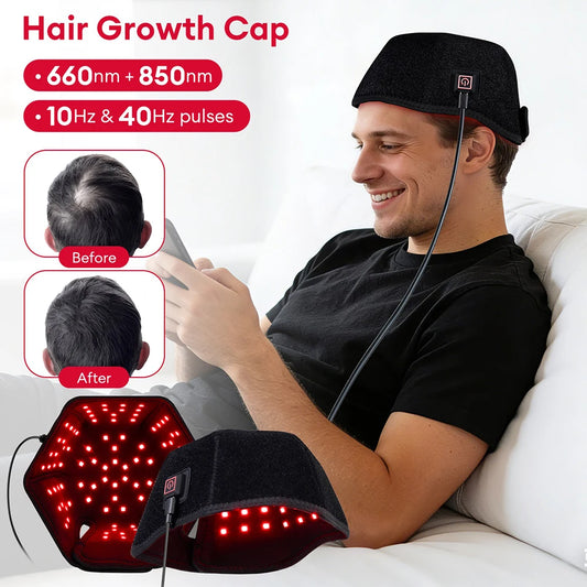 650nm+850nm Red Light Infrared Hair Growth Cap Hair Loss Treatment Hat Hair Regrowth Care Anti Hair Loss Restore Hair Thickness