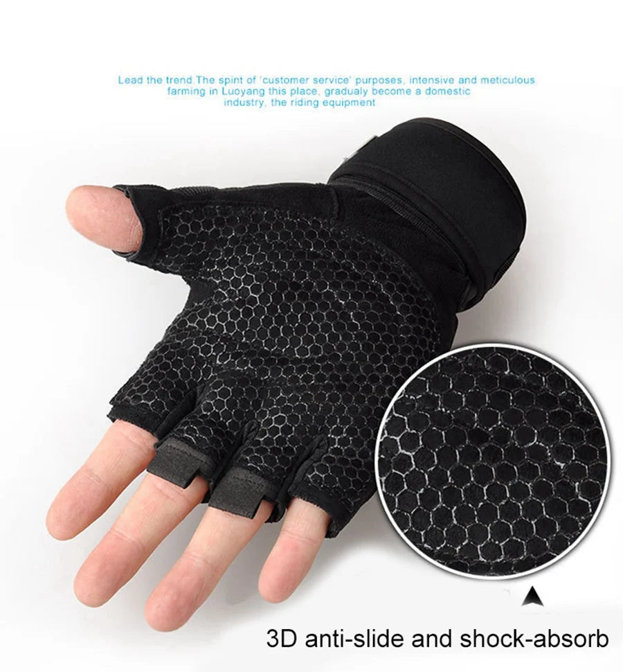 Workout Gloves for Men Women Half Finger Glove with Wrist Wrap for Sport Weight Lifting Training Bicycle Motorcyclist Gym Glove