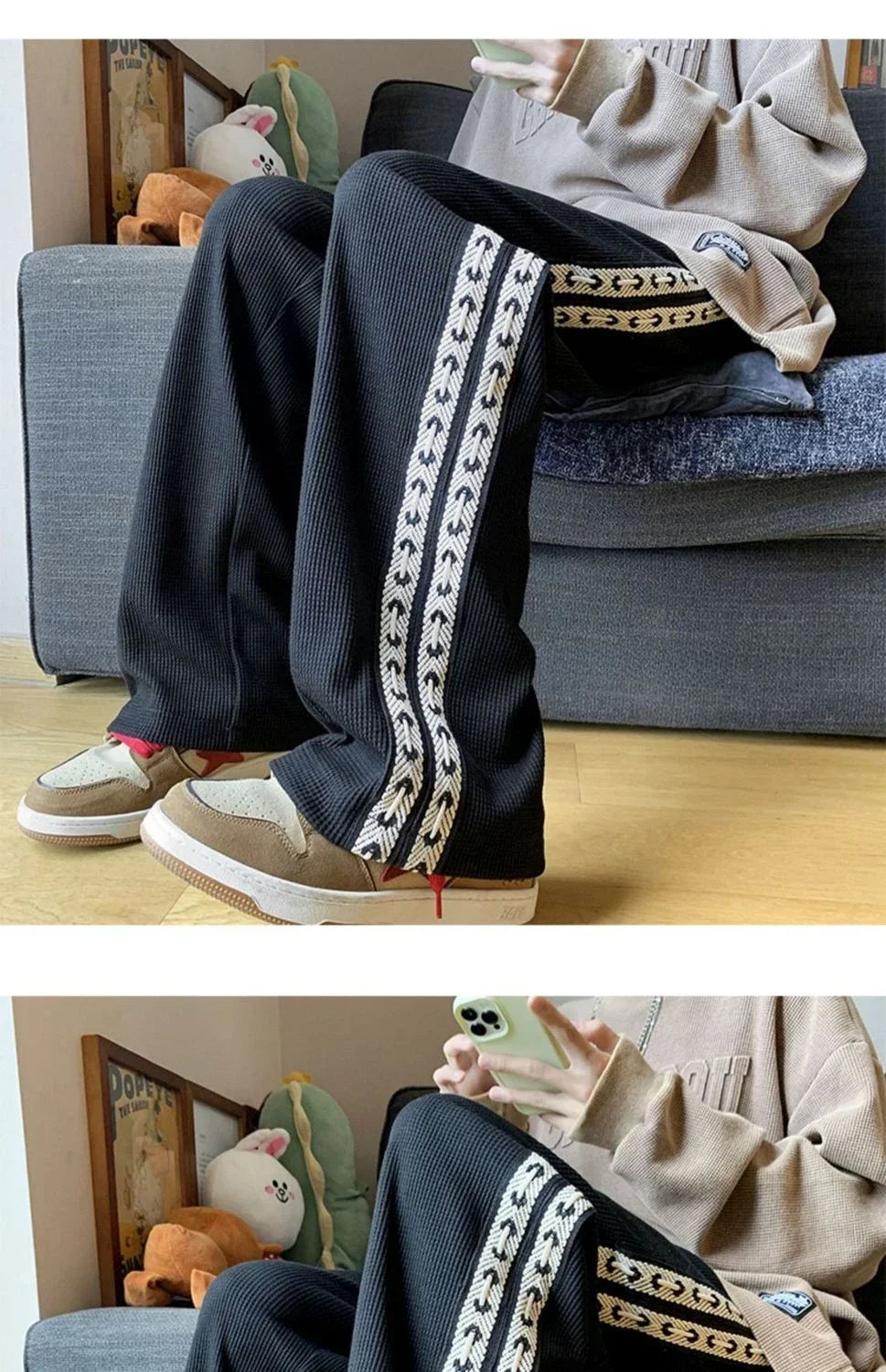 Men's Sweatpants Grey Trousers Wide Leg Man Sweat Pants Straight Baggy Slacks Summer Tracksuit Bottoms Stylish 2025 New In
