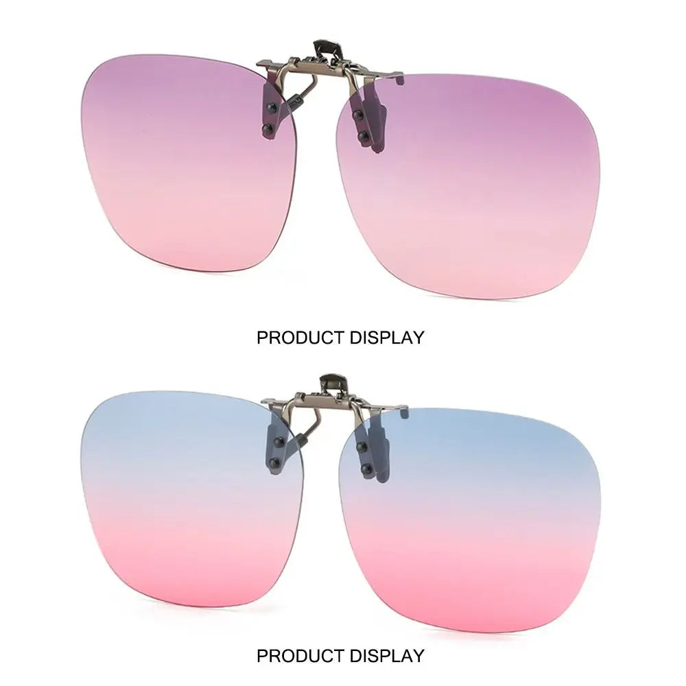 Polarized Clip On Sunglasses Men Car Driver Goggles Women Square Flip Up Sun Glasses for Prescription Rimless Polygonal Shades
