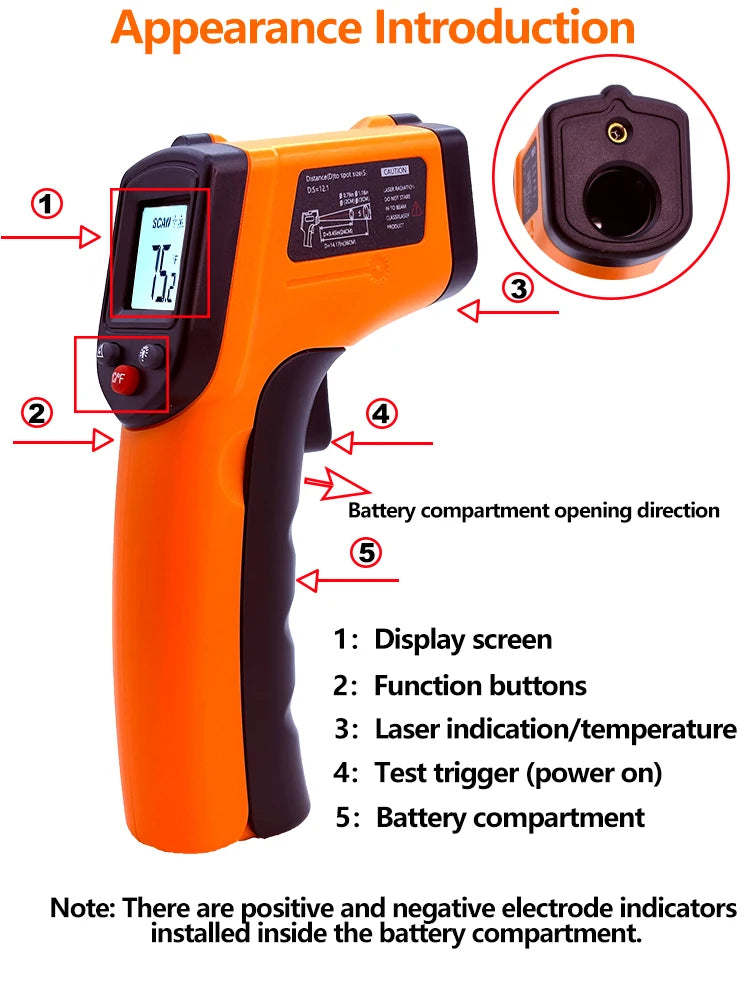 Digital Infrared Thermometer Laser termometro Pyrometer Gun Non-Contact Laser Temperature Meter gauge Tools -50~400℃