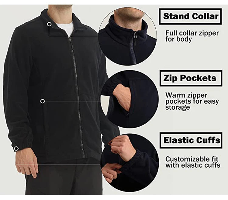 TRVLWEGO Winter Jackets For Men Warm Soft Shell Polar Fleece Jacket Climbing Camping Hiking Skiing Windproof Coat Inner Clothes