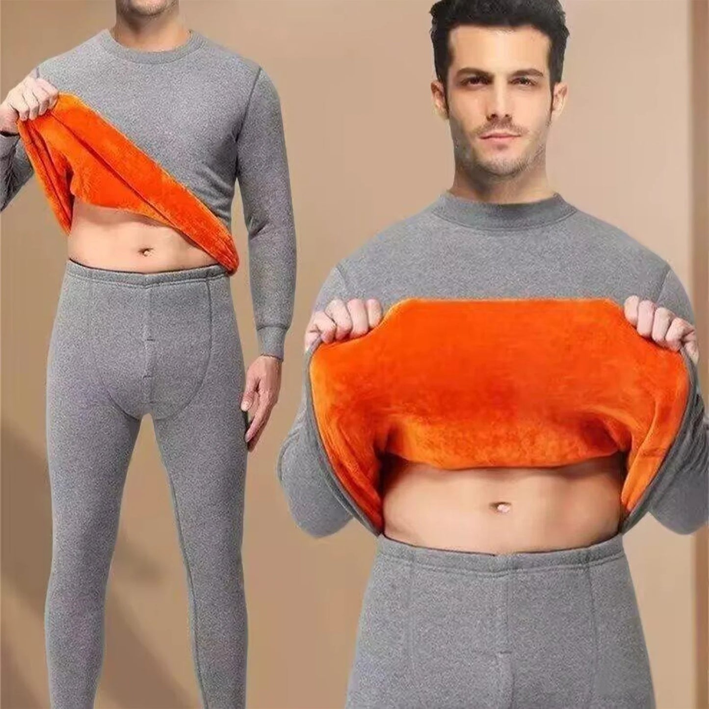 Men's Thermal Underwear Thin Base Cotton Sweater Winter Thermo Shirt Tops Pants Set Thermal Clothing Set Skiing Underwear Set