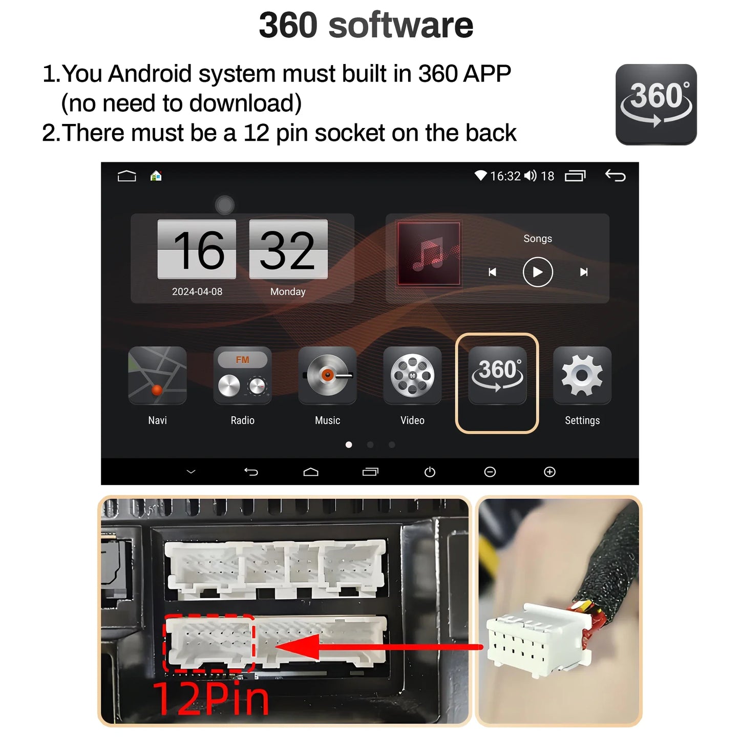 Universal 3D Bird View 360 Panoramic Camera  AHD 1080P /720P Rear / Front / Left / Right Accessorie For Car Android Radio