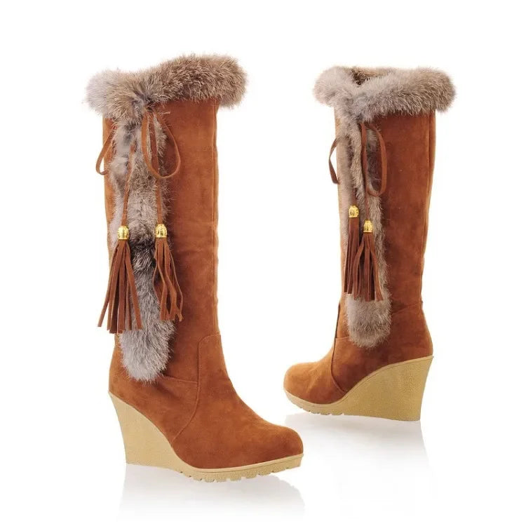 2024 New Wedge Long Women Boots Australia Women's Shoes Platform Plush Winter Footwear Ladies Booties Thigh High Heels High Sexy