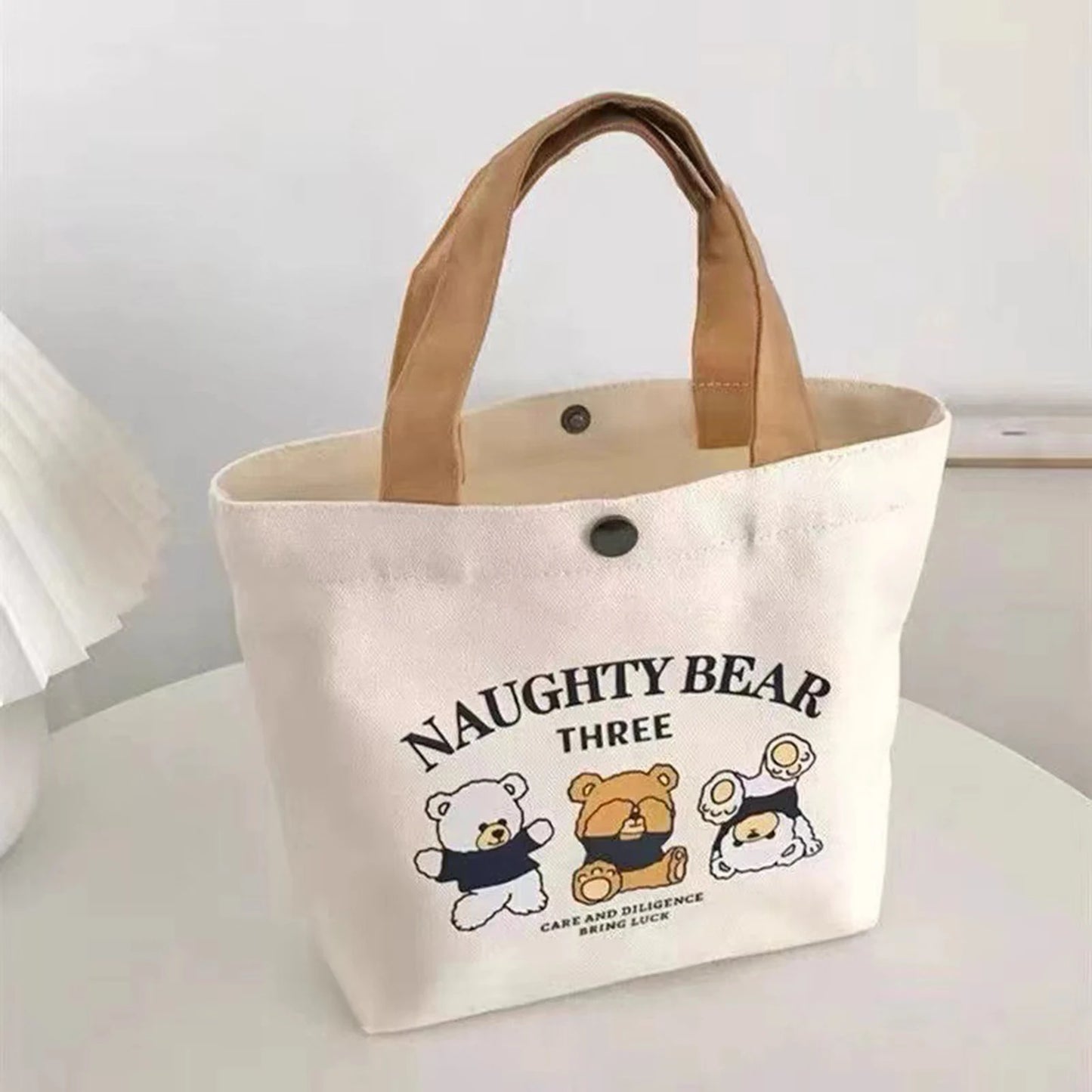Canvas Tote Bag for School Cartoon pattern Lunch Box Student Handbag Durable Lunch Carrier Pouch Women Men 27*22cm