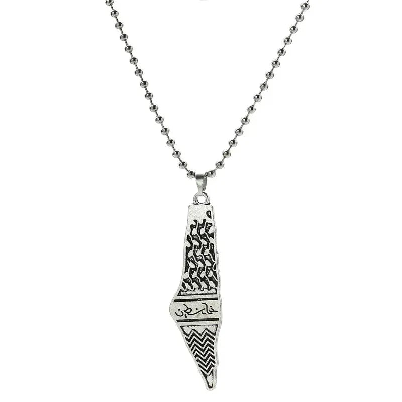 Palestine Country Map Flag Pendant Necklace for Men Women Stainless Steel Necklaces Jewelry Gifts