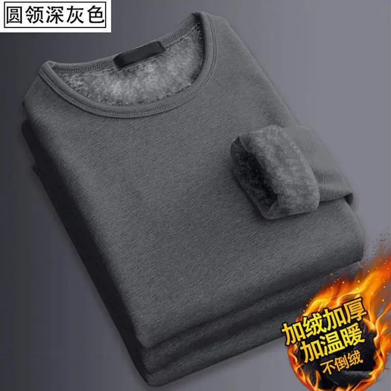 Thermal Underwear Shirt Men V Neck Fleece Sport Tops Autumn Thermo Clothing Comfortable Warm Long-Sleeved 5XL
