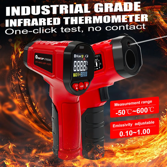 TOOLTOP ET6530C -50°C-600°C Handheld Digital Thermometer Laser Backlight Display Industrial Thermometer For Kitchen Outdoor Car