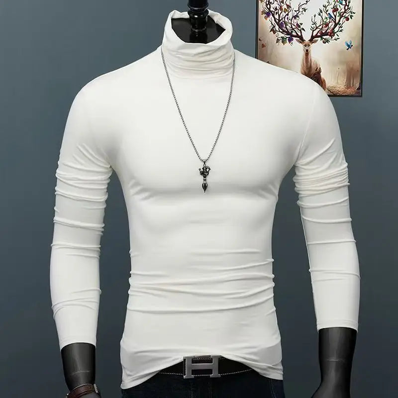 Thermal Underwear Tops Men Winter Clothes Thermal Shirt Autumn Men's Winter Tights High Neck Thin Slim Fit Long Sleeve T-shirt