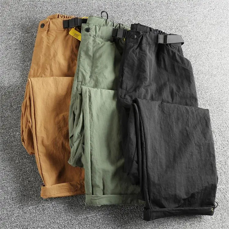 2025 New Japanese Loose Straight Outdoor Paratrooper Assault Pants Men's Functional Pocket Casual Trouser with Belt for Cityboy