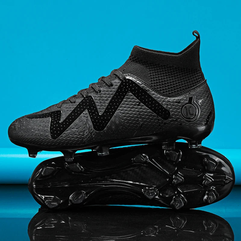 Adult Professional FG/TF Soccer Shoes Non-Slip Long Spike Football Boots Young Kids High Ankle Cleats Grass Soccer Sneakers ﻿