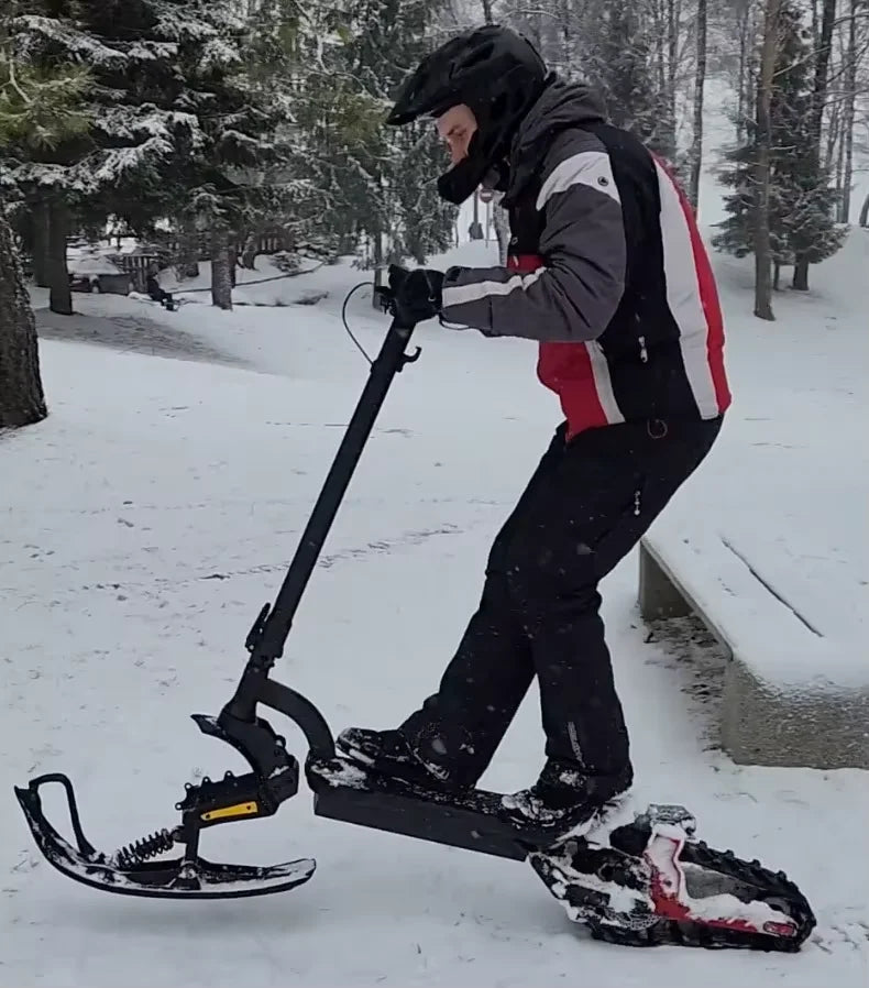 3-in-1 Electric Snow Scooter DIY Convertible Snowmobile Scooter with Tracks/Ski/Snowboard, All-Terrain Winter Sports Vehicle