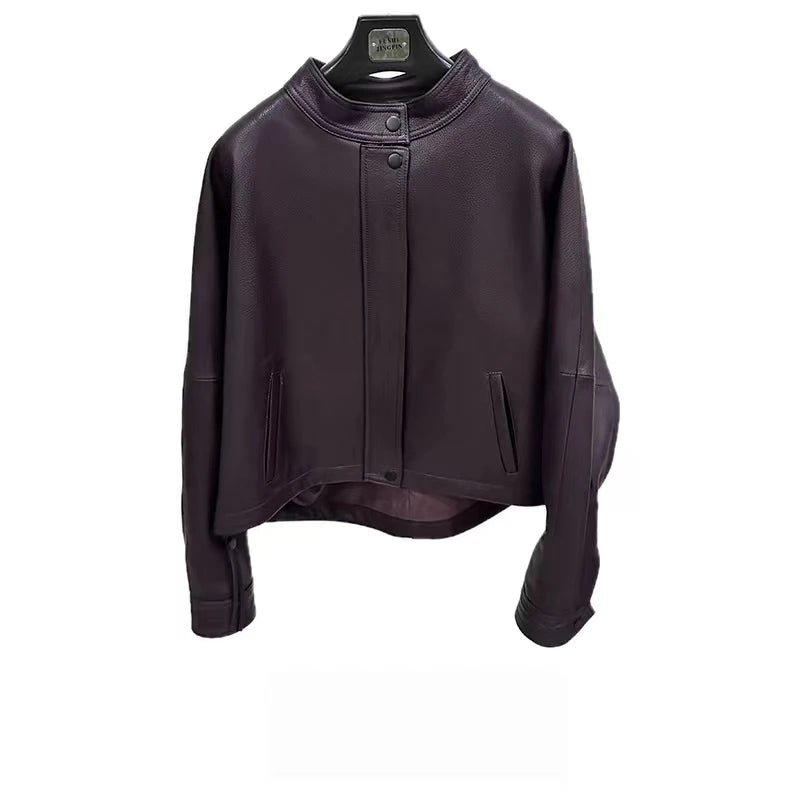 new fashion sheepskin genuine leather women short coat 2024 autumn and winter outside wear coat