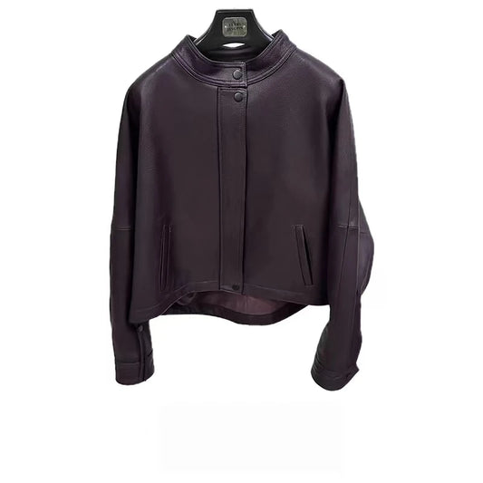 new fashion sheepskin genuine leather women short coat 2024 autumn and winter outside wear coat