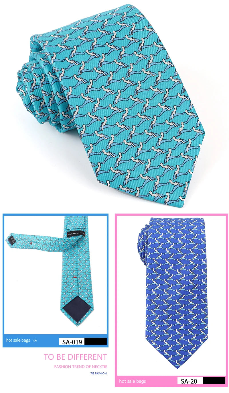Tailor Smith 100% Silk Ties For Men Fashion Necktie With Bee butterfly sailboat  Animal Pattern Tie Father's Day Birthday Holida