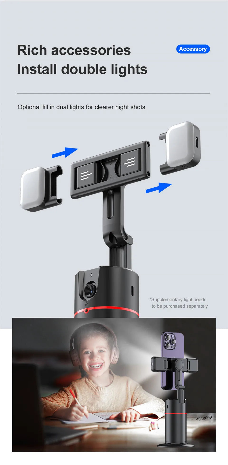 COOL DIER 2024 New 360 Rotation Gimbal Stabilizer Desktop AI Automatic Tracking gimbal With Remote shutter For Smartphone Tiktok