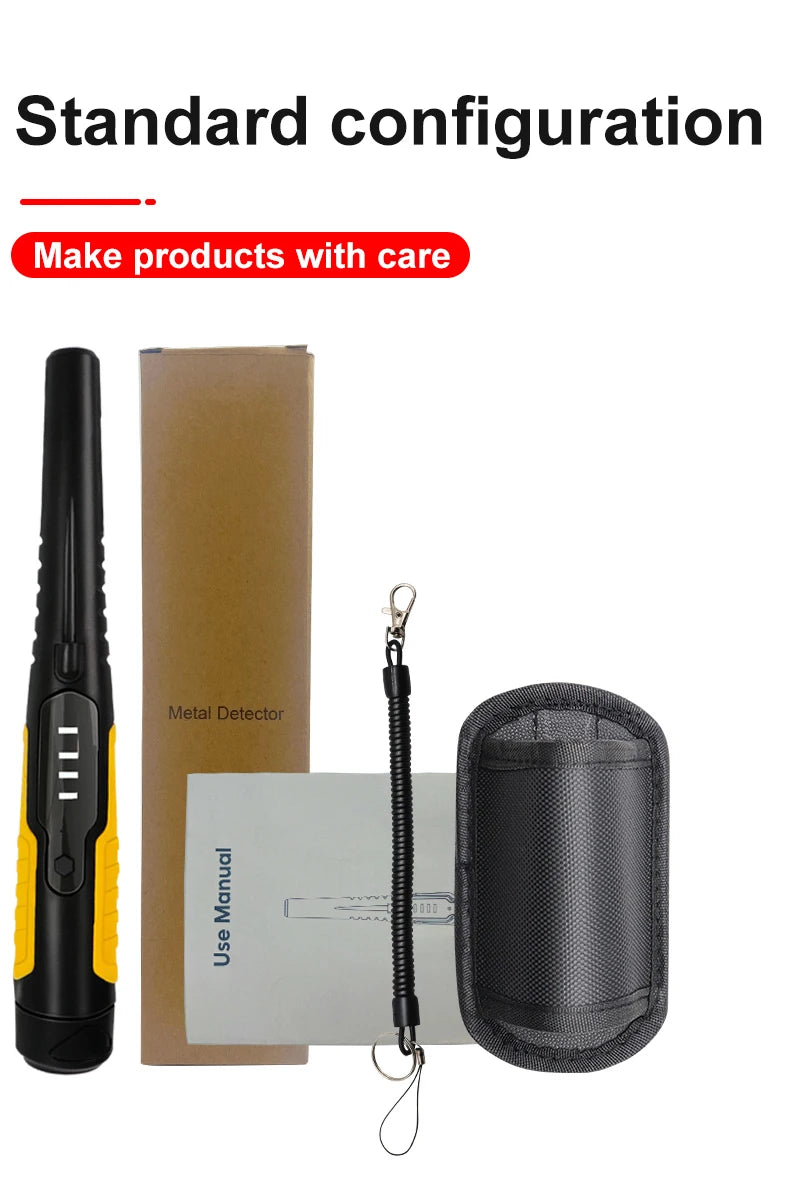 Metal Detector Outdoor Adventure Handheld Metal Detector Pinpointer Finder Waterproof 360° Side Scan Metal Detector Rod