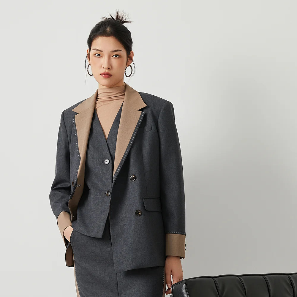 K2548W Luxury women's autumn suits vest wool office business wear formal Laidies woolen clothes
