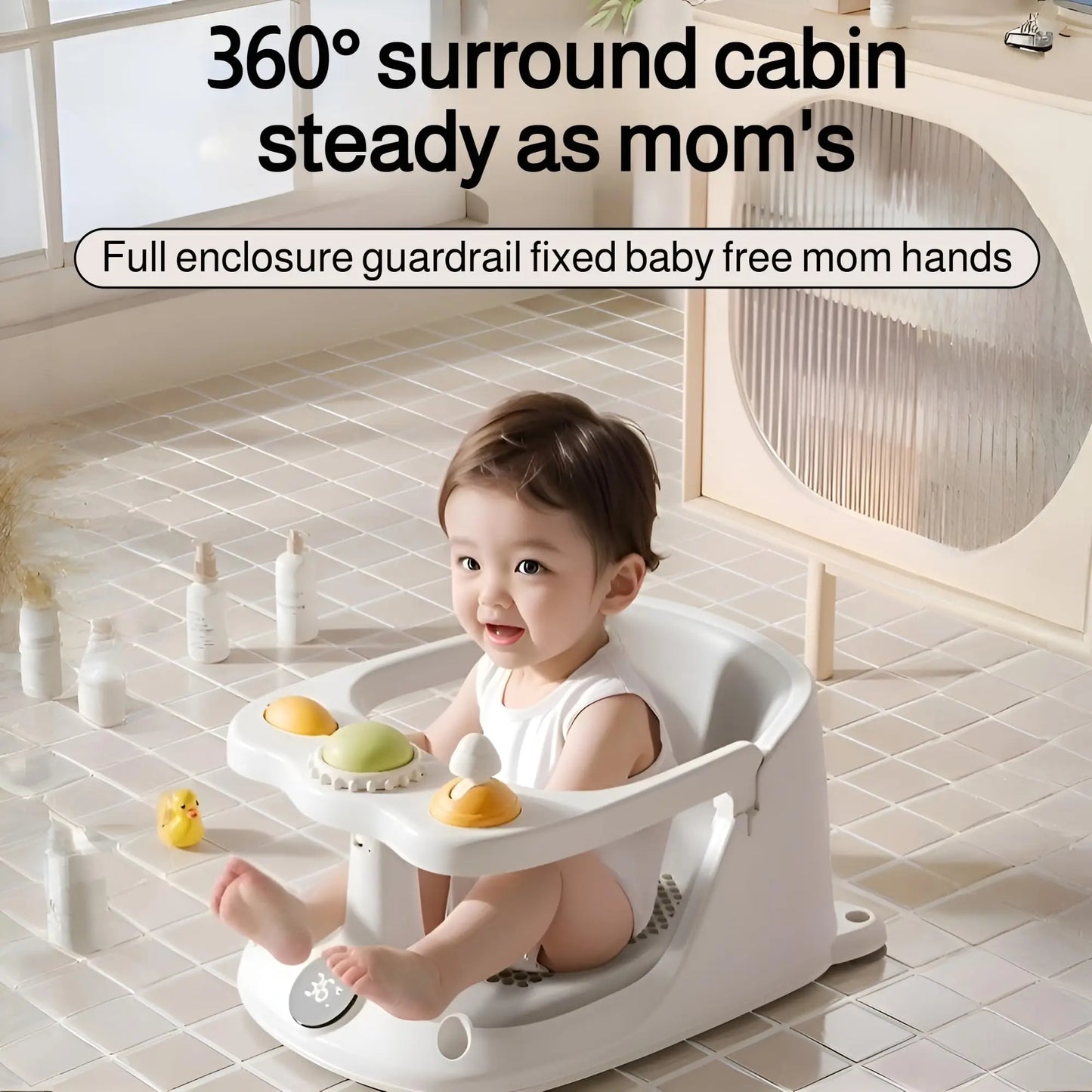 Baby Bath Seat for Babies 6 Months & Up - Bathtub Seats for Babies Sitting Up with Rinse Cup, Non-Slip, Comfortable, Infant Bath