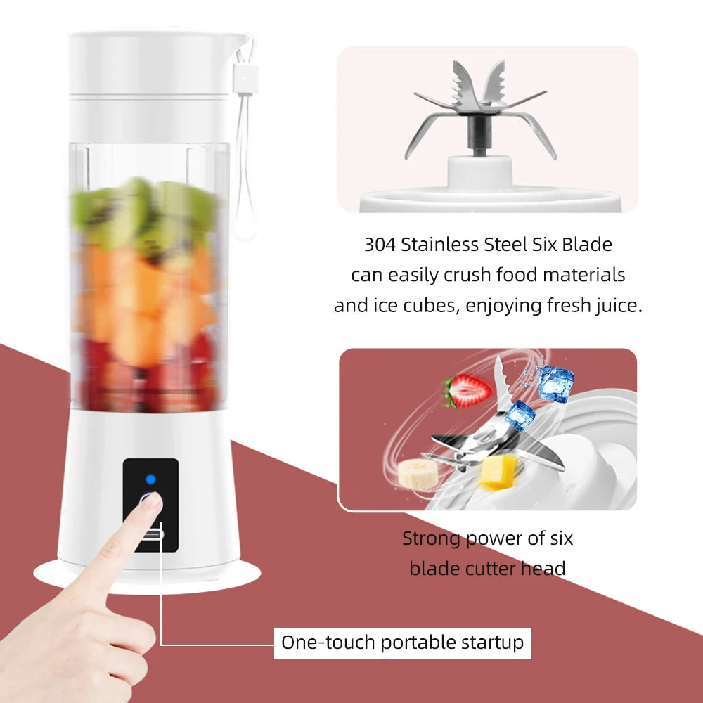 Mini Portable Blender for Smoothies Fresh Juice Fruit Juicer Mixer Cup with Rechargeable 2000mAh USB Blenders for Kitchen