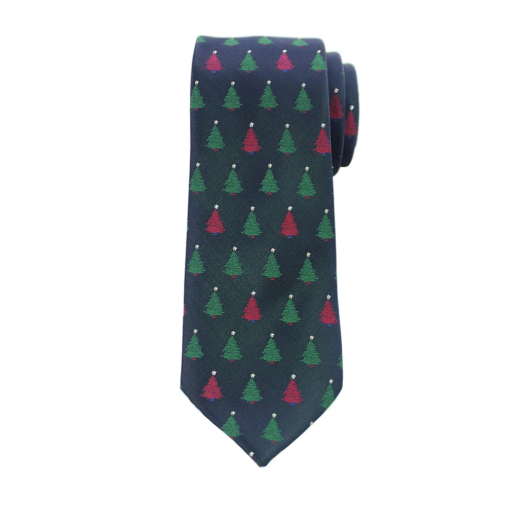 Silk Men Tie for Christmas Necktie Xmas Festival 8cm Red Green Blue Snow Santa Reindeer Jacquard Woven Tie For Men Christmas Gif