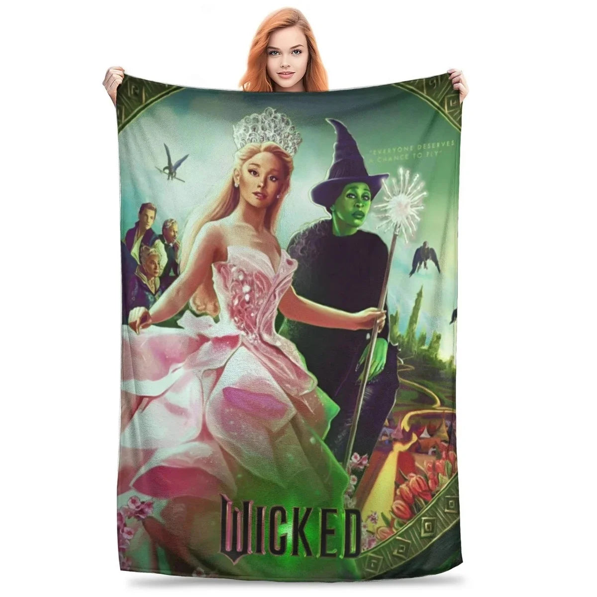 Wicked Musical Movie 2024 Blanket Soft Throw Blanket for Home Bedroom Bed Sofa Travel Office Solid Cover Blanket Kids 3D Quilt