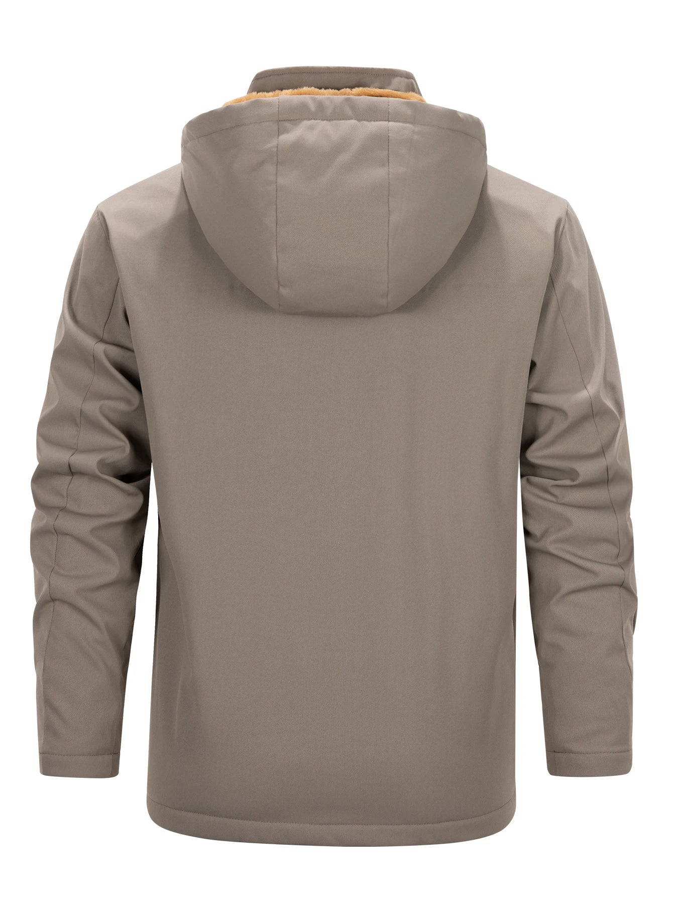 Winter - Proof Men's Jacket: Khaki, Hooded & Plush Fleece Interior