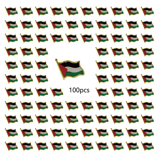 20/100Pcs Palestine Flag Lapel Pins Bulk - Metal Palestinian National Lapel Pin