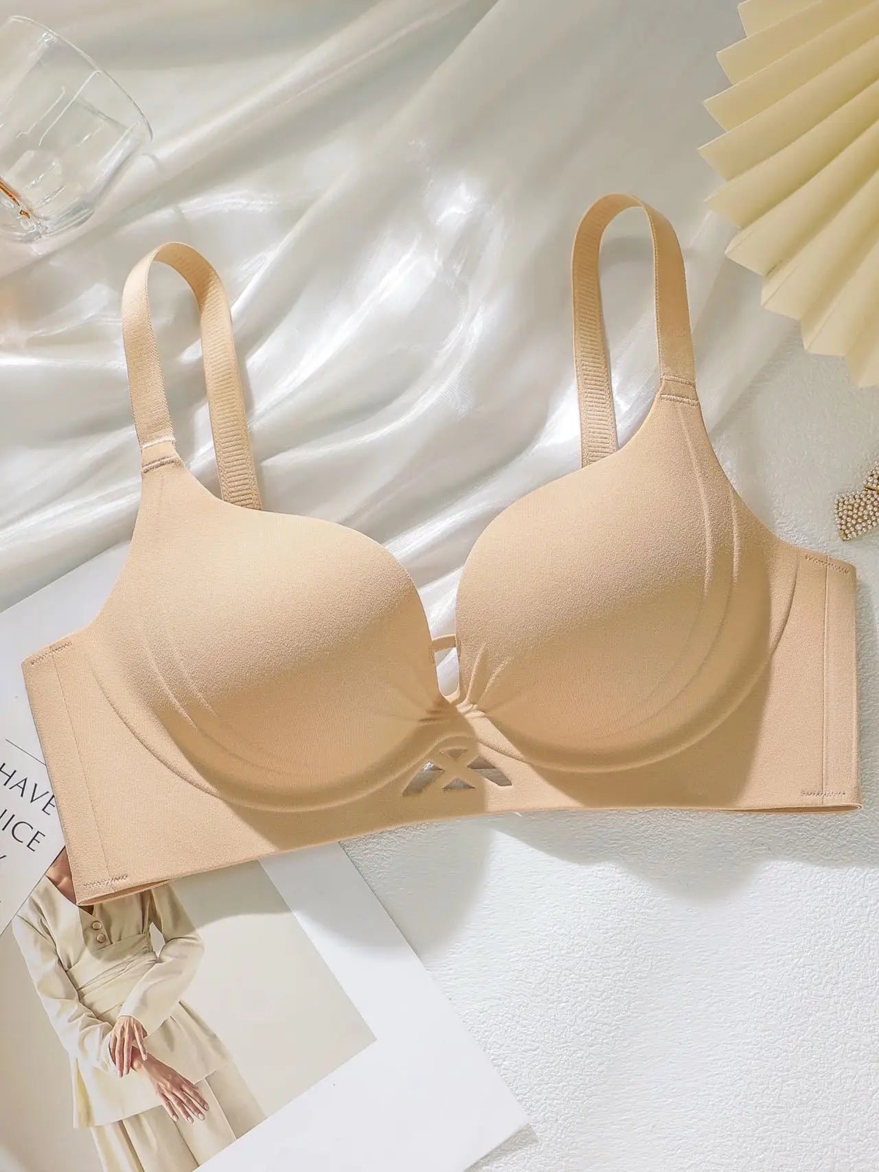 Lingerie Set  Women Small Bust Plus Size ,Breathable Seamless Shaping Bra, Push Up Thick Cotton Underwire Comfortable Daily Wear