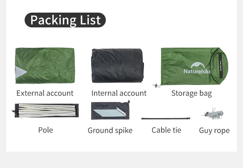 Naturehike  2026 Tents 2-3 People Bleik  Outdoor Hiking Mountain Camping Tent Travel 210T Polyester Waterproof Sunshade Shelter
