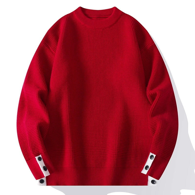 Fashion Blended Sweater 2025 Autumn/Winter Warm Wool Knitted Hoodies Cuff Button Design Casual Tops