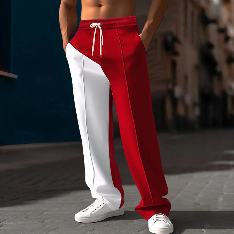 New Men's Luxury Jogging Pants Men's Plus Size Men's Straight Leg Color Blocked Casual Pants Loose and Versatile Elastic Pants