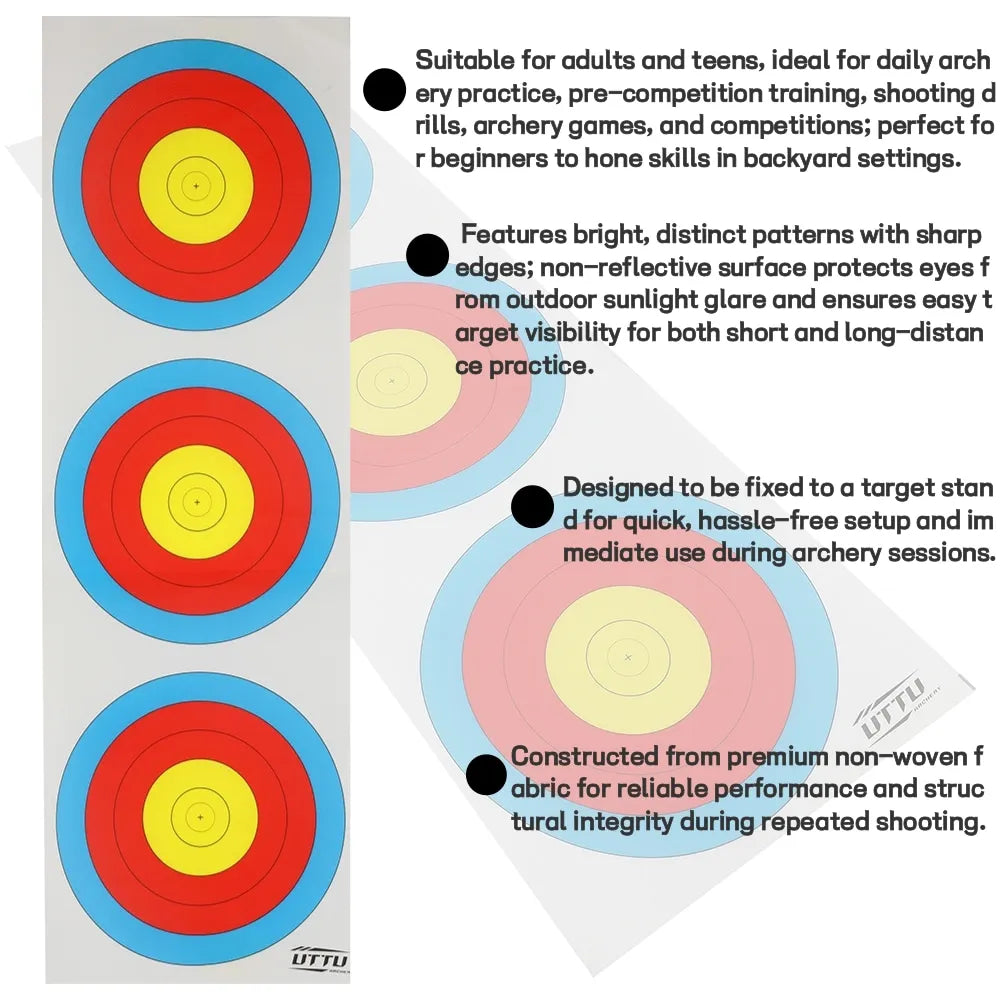 Archery Target Paper 10pcs Standard Competition Target for Recurve Compound Bow Hunting Shooting Practice Archery Accessories