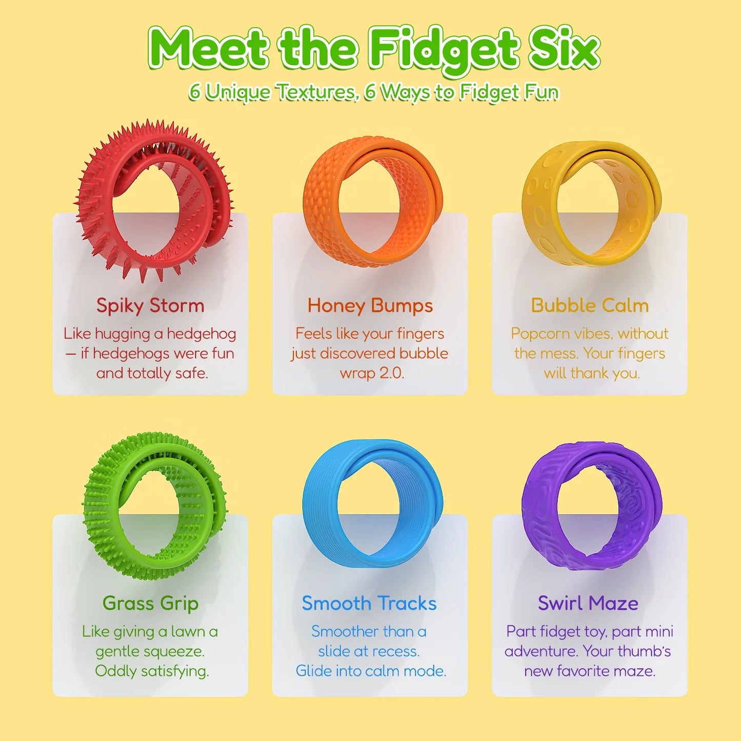 6PCS Fidget Toys Slap Bracelets Sensory Toys with Autism Textured Anxiety Relief Items for Adults Calm Down Classroom Toys