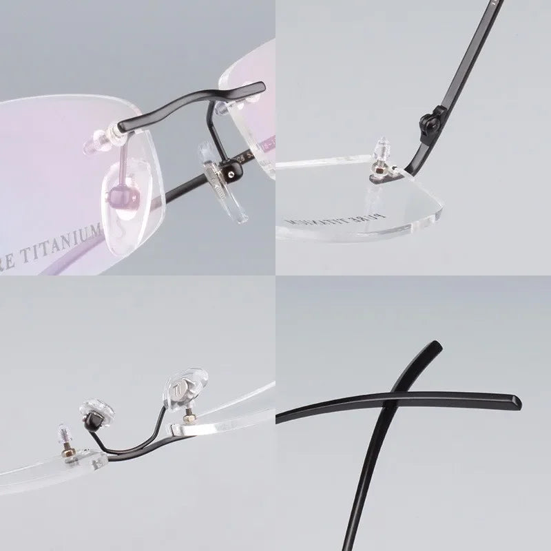 Chashma Unisex Glasses Eyewear Frames Titanium Rimless Glasses Frames Female Male Optical Spectacles
