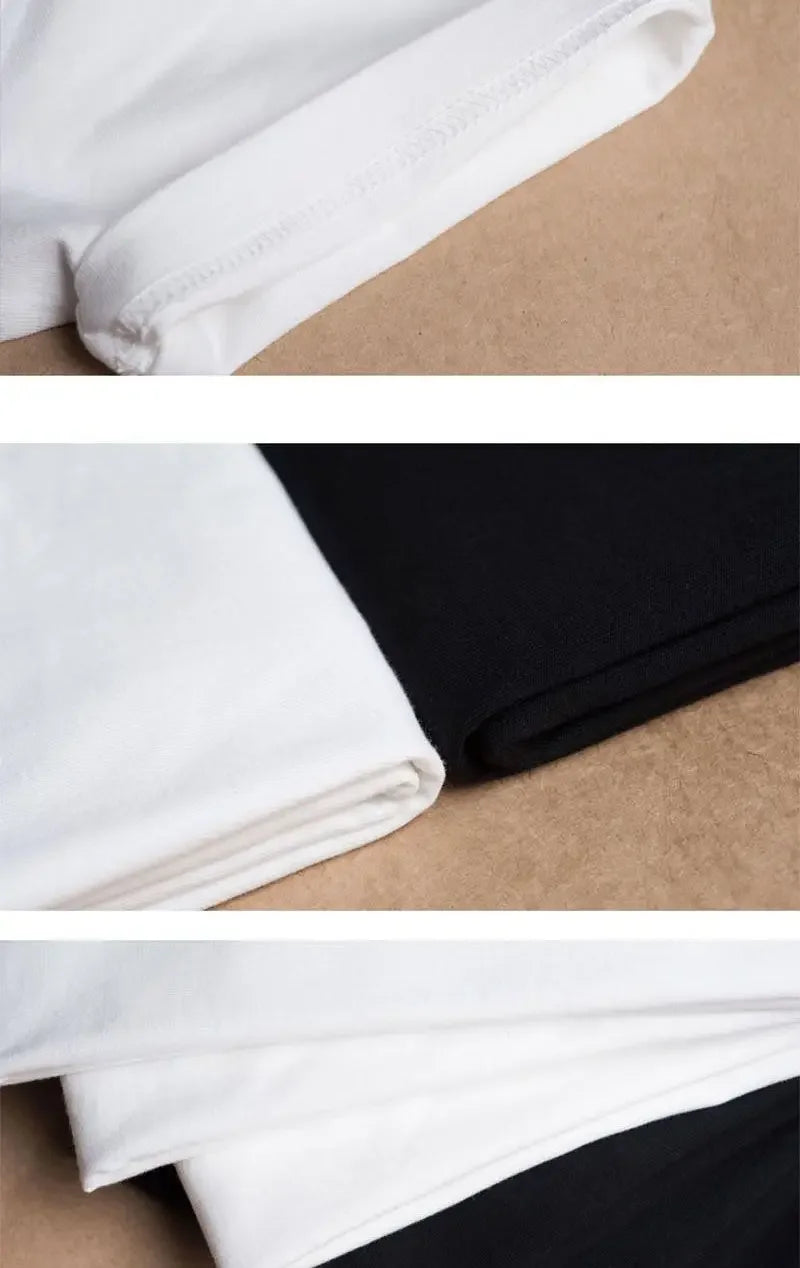 Men Women 100% Cotton  T-shirt Solid Color Trend Leisure Short Sleeve Black White Gray High Quality Heavy Fabric Loose T Shirt